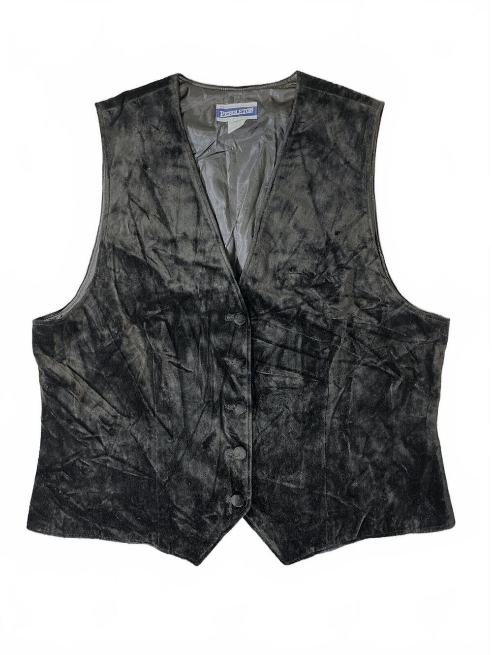 Pendleton Classic Women's Black Velvety Vest Button Size 18 Vintage 90's